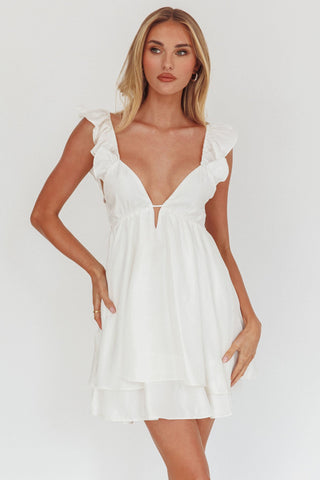 Siren Song Frill Strap Mini Dress White