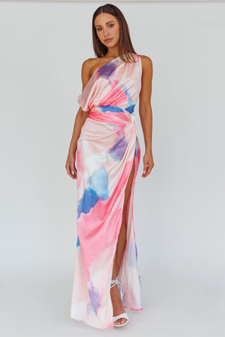 Charm Me Thigh Split Maxi Dress Pink/Blue