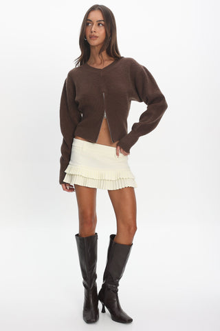 ShirtJersey Double Ruffle Mini Skort Soft Lemon