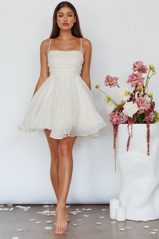 Elyse Pleated Bodice Party Dress Cream
