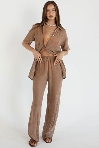 ShirtJersey Hyams Buttoned Knit Top Mocha