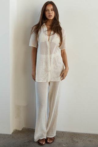 ShirtJersey Hyams Buttoned Knit Top Sand
