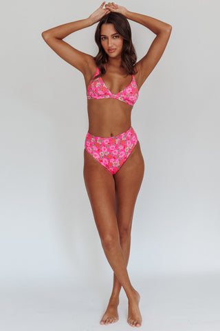 Harmonia High Waist Bikini Bottom Pink Floral