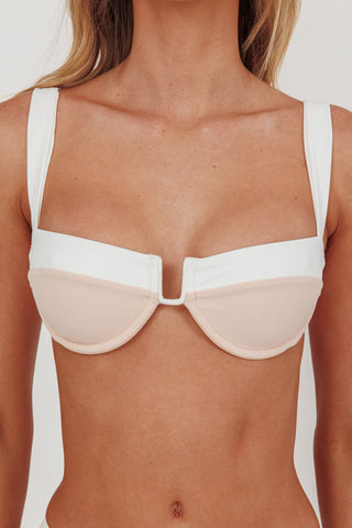 Saskia Underwire Tied Back Bikini Top Blush/Off White