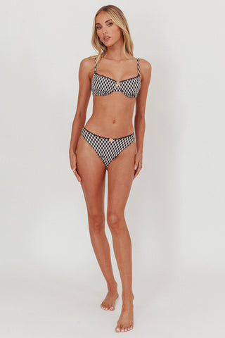 Cheerful Ric Rac Trim Bikini Bottom Gingham