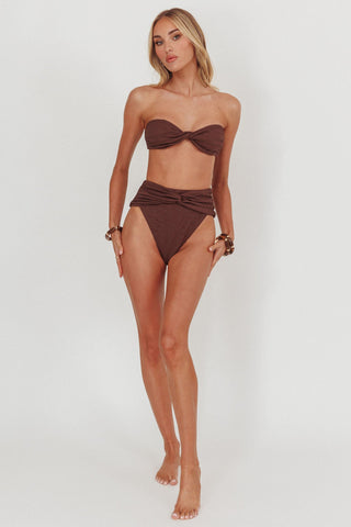Monique Twist Bandeau Bikini Top Chocolate Texture