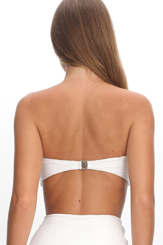 Monique Twist Bandeau Rosette Bikini Top Ivory
