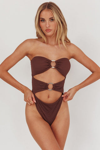 Matilda Cut-Out One Piece Swimsuit Chocolate Texture