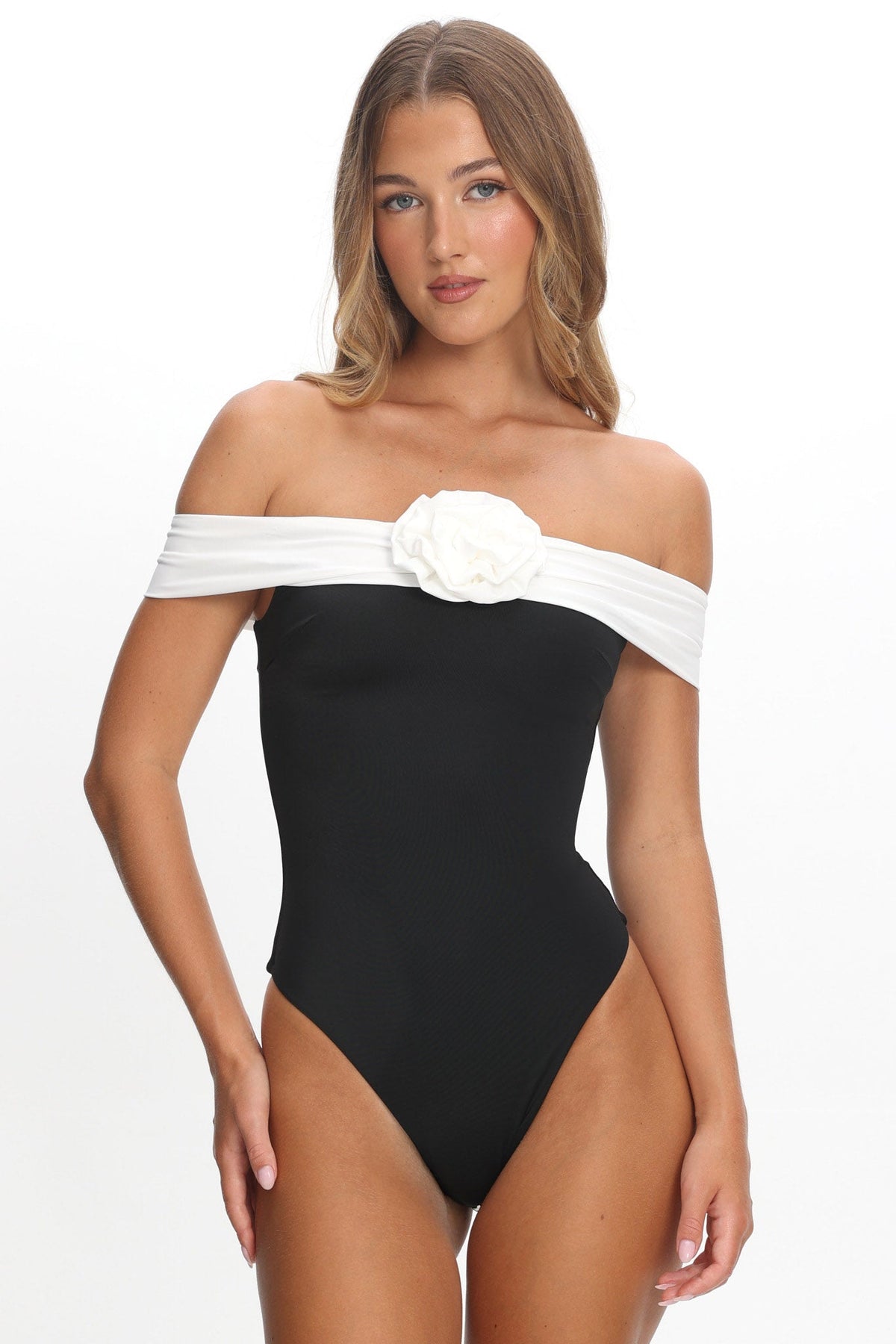Lorona Off-Shoulder One-Piece Black/Ivory