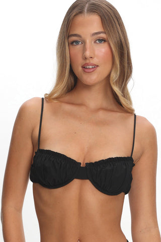 Mallori Ruched Balconette Bikini Top Black