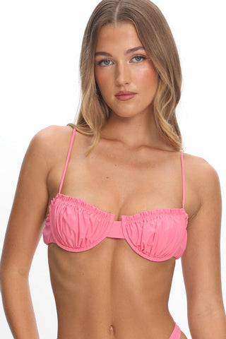 Gold Coast Gathered Bust Bikini Top Pink