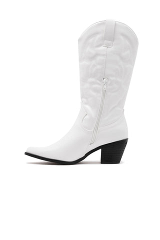 ShirtJersey Clayton Cowboy Boot White Faux Suede
