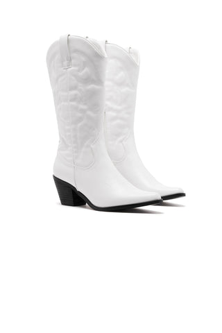 ShirtJersey Clayton Cowboy Boot White Faux Suede