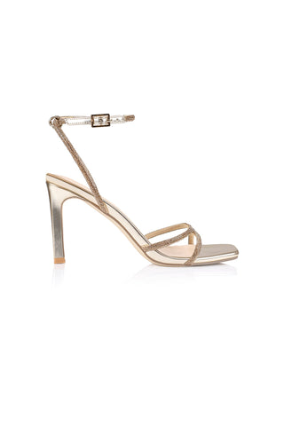 ShirtJersey Kian Block Heel Sandals Champagne Smooth