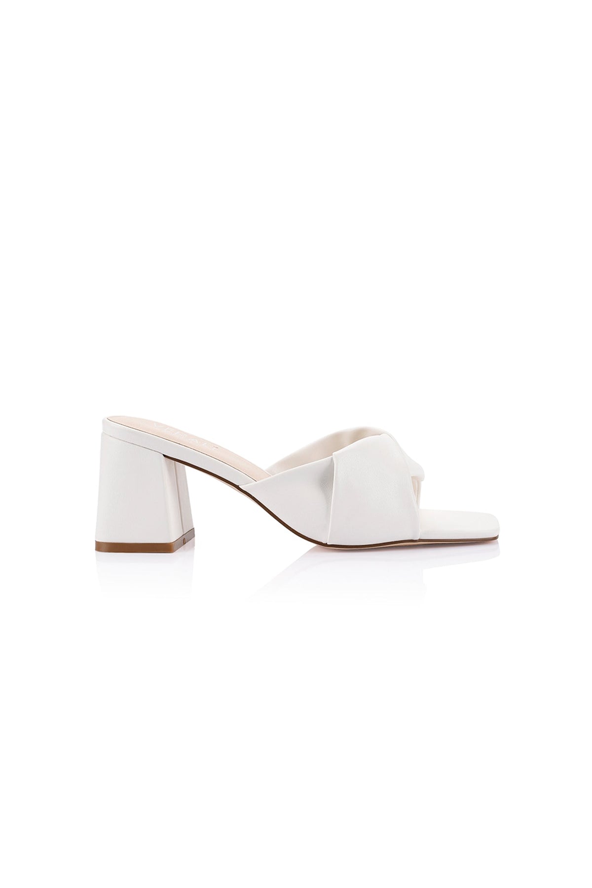 ShirtJersey Stella Block Heel Mules Chalk Smooth