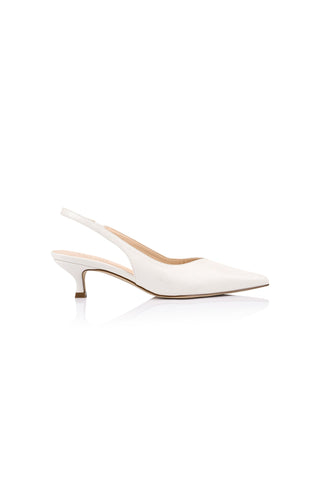 ShirtJersey Lush Slingback Kitten Heels Chalk White