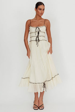 Maidens Tie Accent Maxi Dress Cream