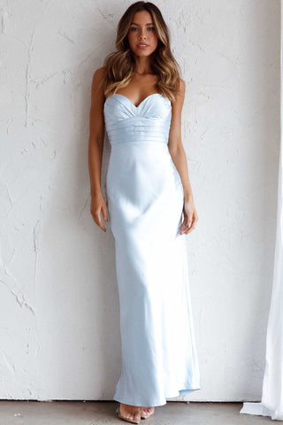 Azara Pintuck Bodice Maxi Dress Steel Blue