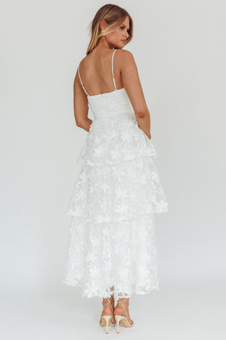 Dori Floral Embellished Maxi Dress White