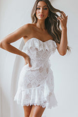 September Lace Mini Dress White