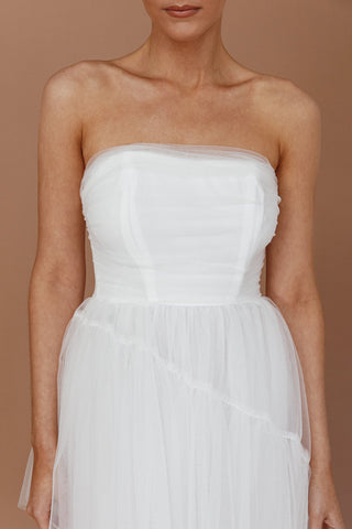 Always & Forever High-Low Midi Dress White
