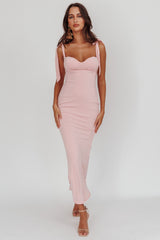 Rose Garden Tied Shoulder Maxi Dress Blush