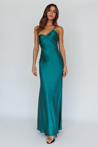 Twilight Tango One-Shoulder Maxi Dress Forest Green