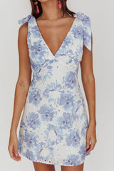 Mykonos Morning Shoulder Mini Dress Blue