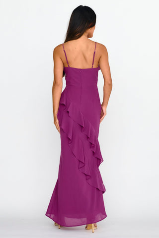 Actual Sunshine Ruffle Trim Maxi Dress Plum