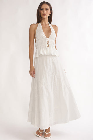 Under The Moons A-Line Maxi Skirt White