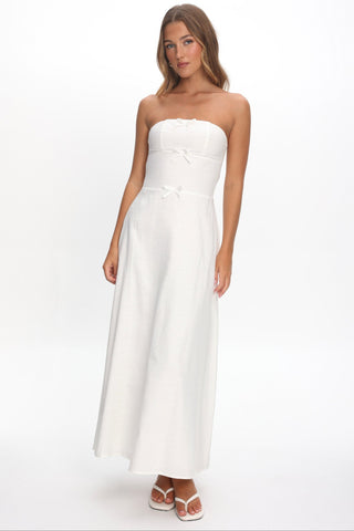 Celandra Bow Bodice Maxi Dress White