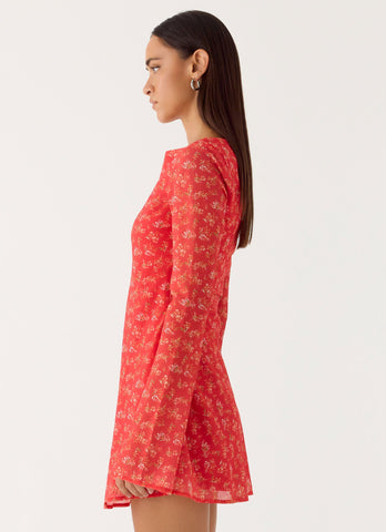 Sabella Mini Dress - Magenta Red Rose