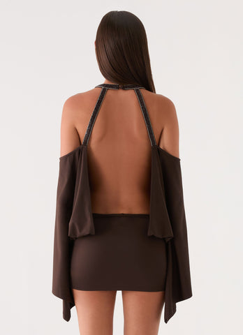 Sanah Long Sleeve Mini Dress - Chocolate
