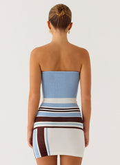 Straight Lines Mini Dress - Blue Stripe