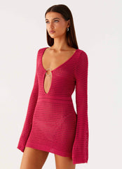 Sunriser Crochet Mini Dress - Pink