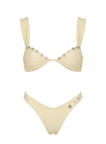 Endless Weekend Shell Detail Bikini Bottoms Cream
