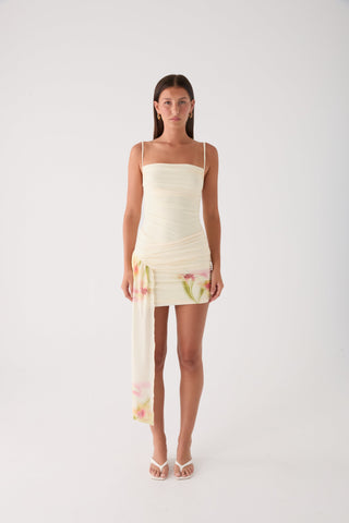 Syna Sash Mini Dress - Soft Lily
