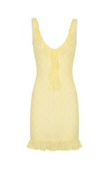 Take A Bow Mini Dress Lemon