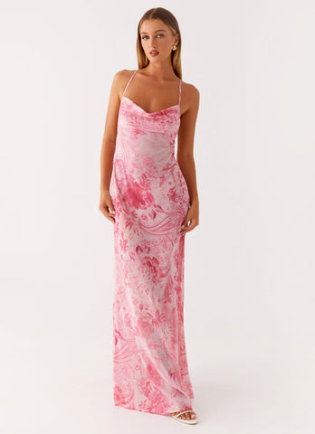 Tara Maxi Dress - Pink Print