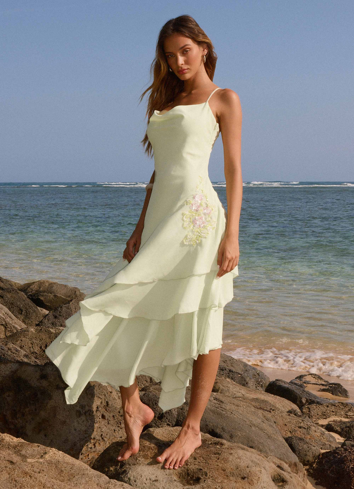 Trisette Midi Dress - Lime