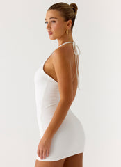 Undo Halter Mini Dress - White