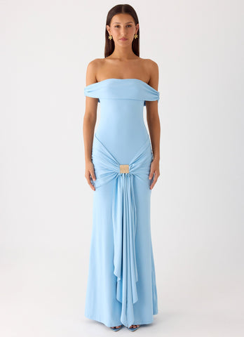 Vee Bardot Maxi Dress - Blue