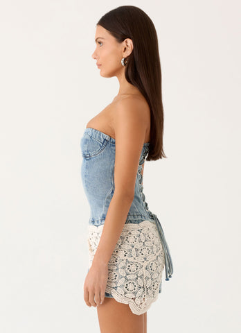 Vianna Denim Bustier Top - True Denim