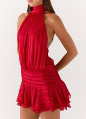 Willow Chiffon Mini Dress - Red