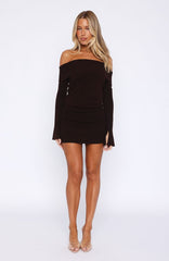 Parental Guidance Knit Mini Dress Chocolate