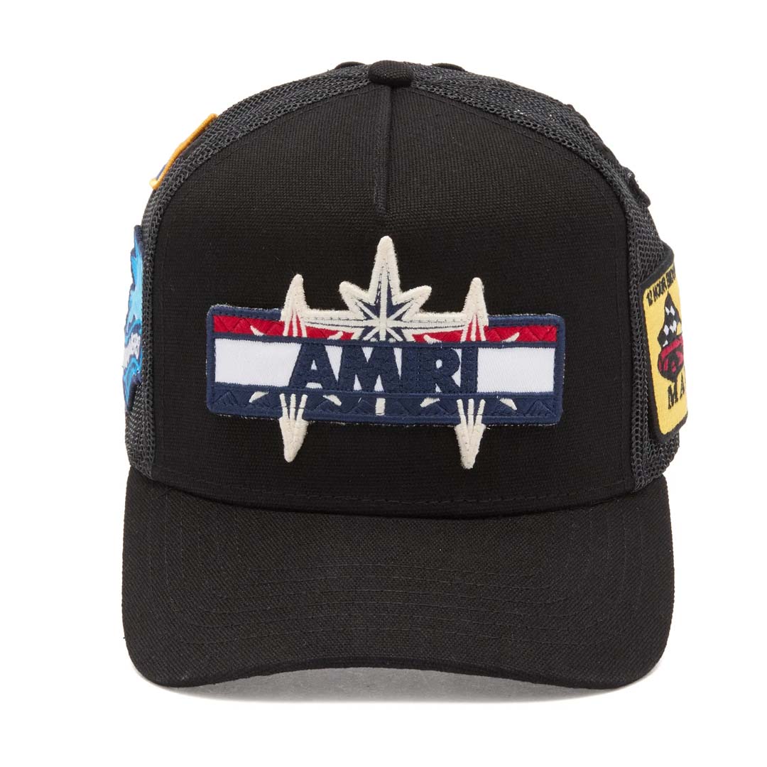 Amiri Station Patch Trucker Hat Black