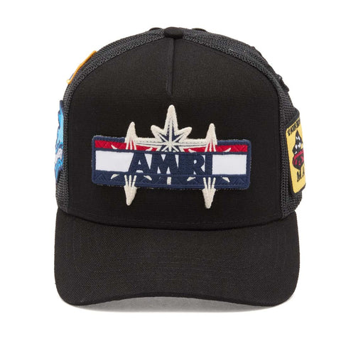 Amiri Station Patch Trucker Hat Black