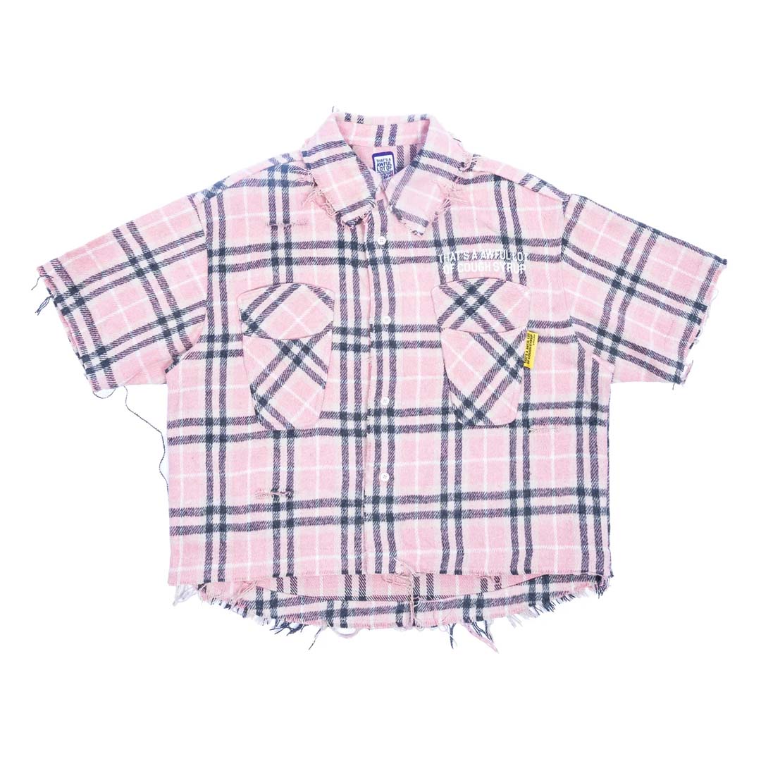 Awful Lot of Cough Syrup Distressed Pink Flannel