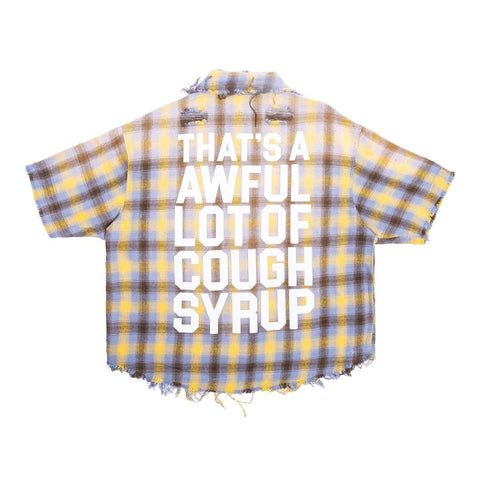 Awful Lot of Cough Syrup Distressed Yellow Flannel