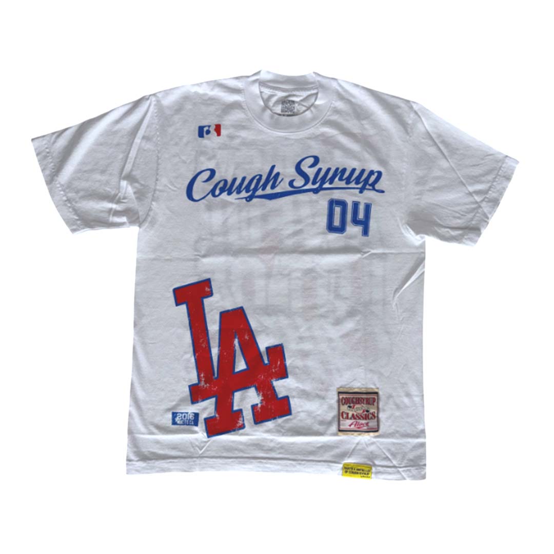 Awful Lot of Cough Syrup Dodgers Tee White